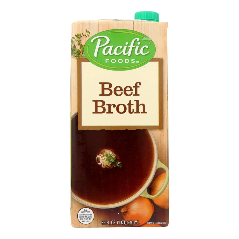 An image displaying Pacific Natural Foods Broth - Beef - Case Of 12 - 32 Ounce by Pacific Natural Foods