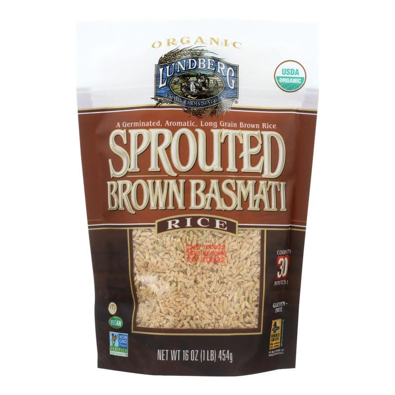 An image displaying Lundberg Family Farms Sprouted Brown Basmati Rice - Case Of 6 - 1 Lb. by Lundberg Family Farms