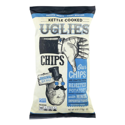 An image displaying Uglies - Pot Chips Original Sea Salt Ktle - Case Of 12 - 6 Ounce by Uglies