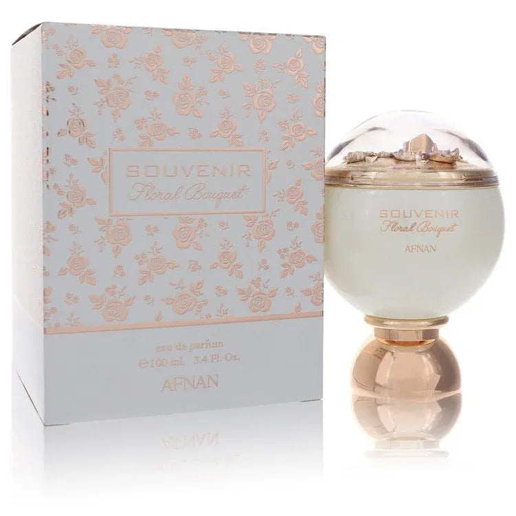 An image displaying Souvenir Floral Bouquet by Afnan Eau De Parfum Spray 3.4 oz for Women by Afnan