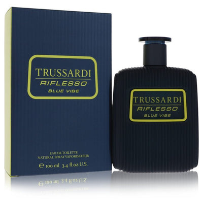 An image displaying Trussardi Riflesso Blue Vibe by Trussardi Eau De Toilette Spray 3.4 oz for Men by Trussardi
