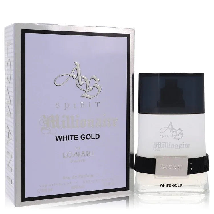 An image displaying Ab Spirit Millionaire White Gold by Lomani Eau De Parfum Spray 3.3 oz for Men by Lomani