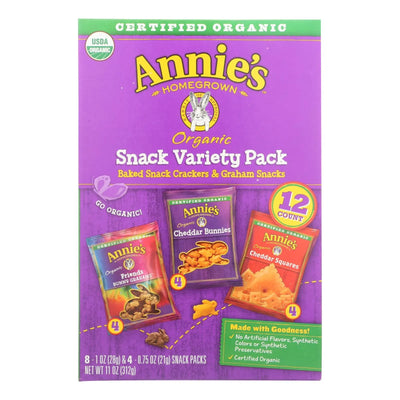 An image displaying Annie's Homegrown Snack Pack - Organic - Variety - 12ct - Case Of 6 - 12 Count by Annie's Homegrown