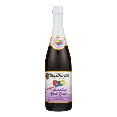 An image displaying Martinelli's Organic Sparkling Apple Grape - Case Of 12 - 25.4 Ounce by Martinelli's
