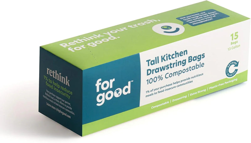 For Good - Tall Kitchen Drawstring Bags - Case Of 6-15 Count