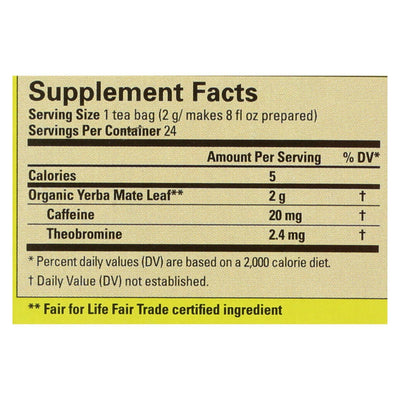 Ecoteas Organic Yerba Mate Unsmoked Green Energy Tea Bags - Case Of 6 - 24 Bags - Orca Market