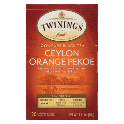 Twinings Tea Black Tea - Ceylon Orange Pekoe - Case Of 6 - 20 Bags - Orca Market
