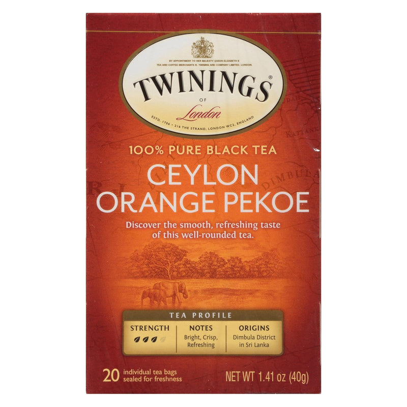 Twinings Tea Black Tea - Ceylon Orange Pekoe - Case Of 6 - 20 Bags - Orca Market