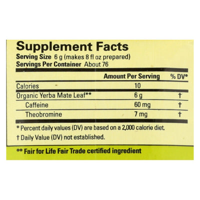 Ecoteas Organic Yerba Mate Unsmoked Green Energy Loose Tea - Case Of 6 - 1 Lb. - Orca Market
