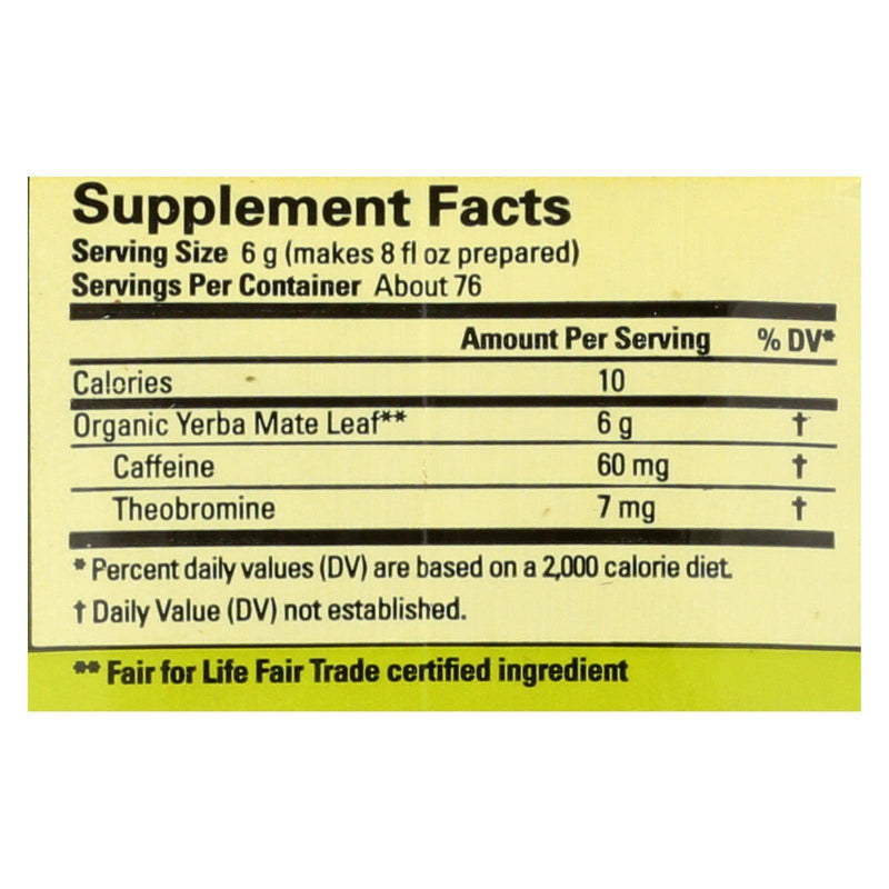 Ecoteas Organic Yerba Mate Unsmoked Green Energy Loose Tea - Case Of 6 - 1 Lb. - Orca Market