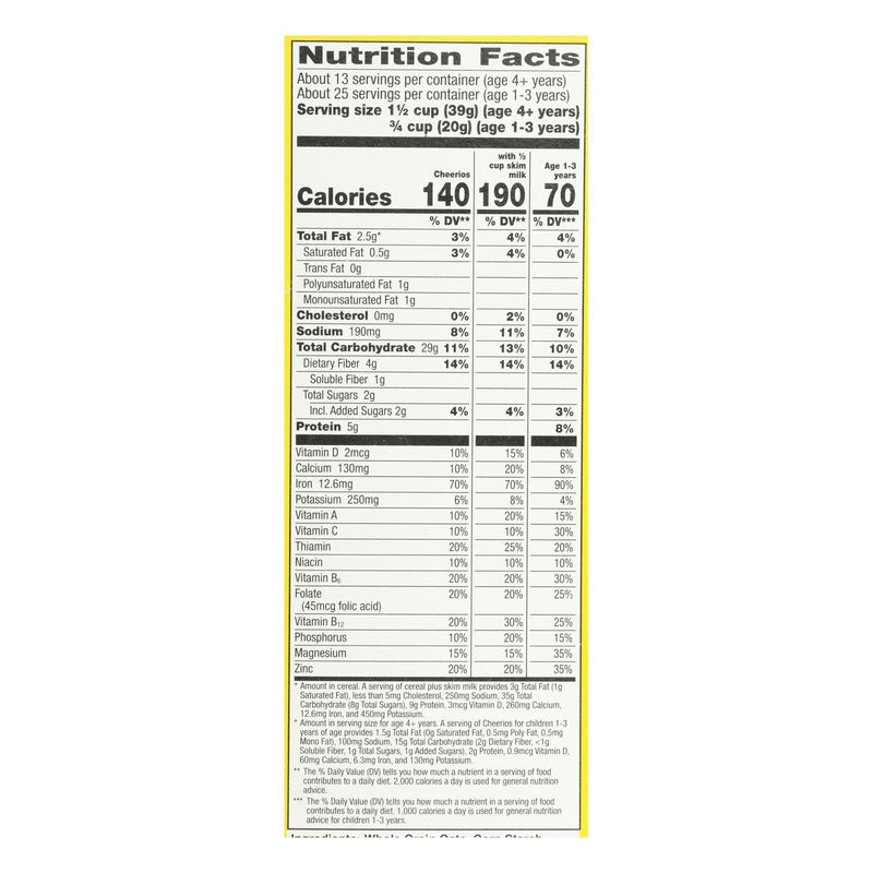 General Mills - Cheerios Oat Cereal - Case Of 10-18 Oz - Orca Market