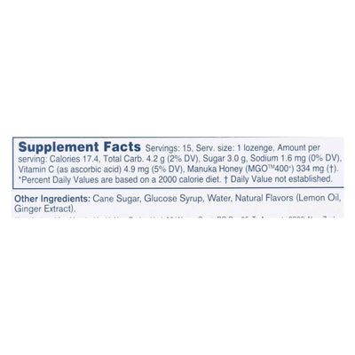 An image displaying Manuka Health - Lozenges Honey Mgo 400+lem Ginger - 1 Each 1-15 Count by Manuka Health
