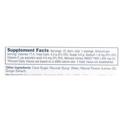 An image displaying Manuka Health - Lozenges Honey Mgo 400+lem Ginger - 1 Each 1-15 Count by Manuka Health