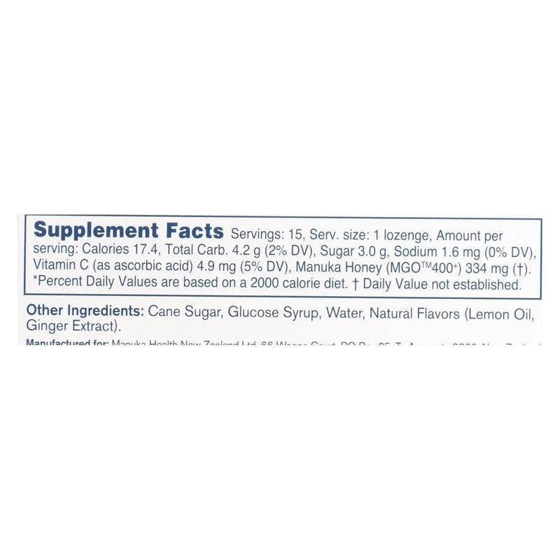 An image displaying Manuka Health - Lozenges Honey Mgo 400+lem Ginger - 1 Each 1-15 Count by Manuka Health