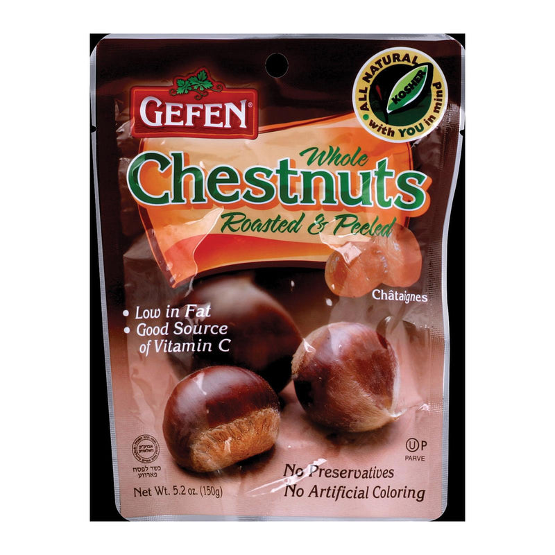 An image displaying Gefen Whole Chestnuts - Low Fat - Case Of 12 - 5.2 Oz. by Gefen