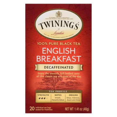 Twinings Tea Breakfast Tea - English Decaffeinated - Case Of 6 - 20 Bags - Orca Market
