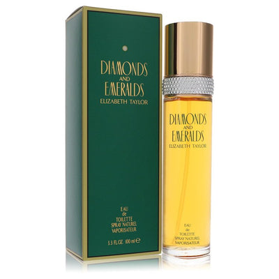 An image displaying DIAMONDS & EMERALDS by Elizabeth Taylor Eau De Toilette Spray for Women by Elizabeth Taylor