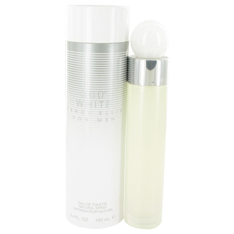 An image displaying Perry Ellis 360 White by Perry Ellis Eau De Toilette Spray 3.4 oz for Men by Perry Ellis