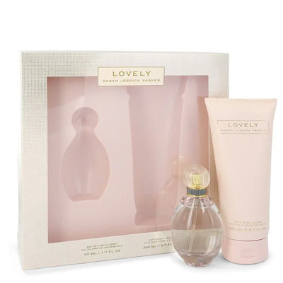 An image displaying Lovely by Sarah Jessica Parker Gift Set -- 1.7 oz Eau De Parfum Spray + 6.7 oz Body Lotion for Women by Sarah Jessica Parker