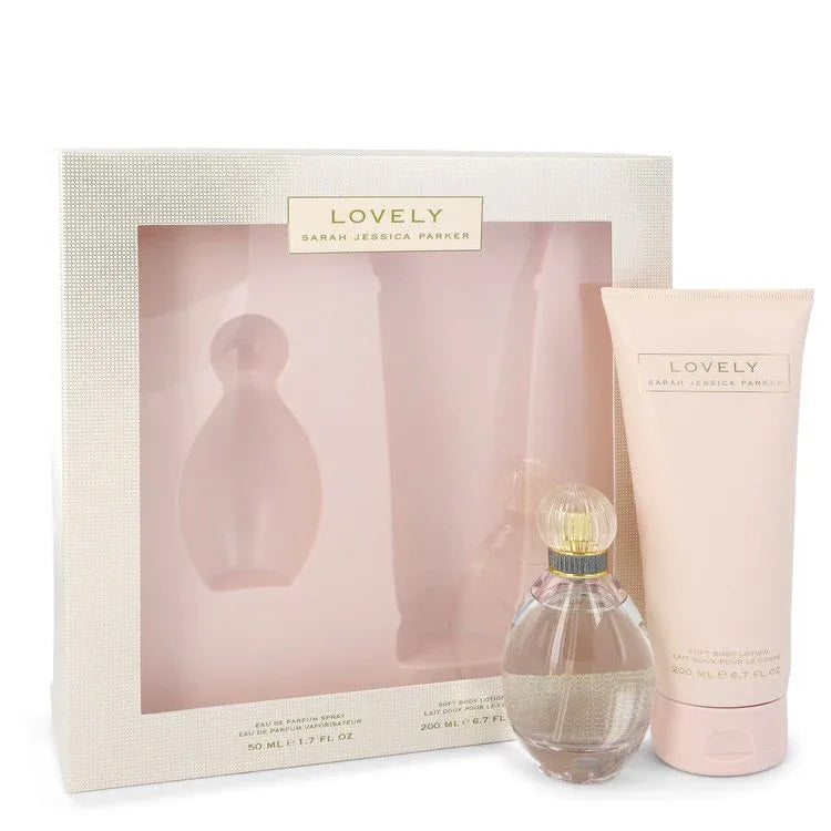 An image displaying Lovely by Sarah Jessica Parker Gift Set -- 1.7 oz Eau De Parfum Spray + 6.7 oz Body Lotion for Women by Sarah Jessica Parker