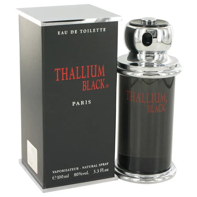 An image displaying Thallium Black by Yves De Sistelle Eau DeToilette Spray 3.3 oz for Men by Yves De Sistelle