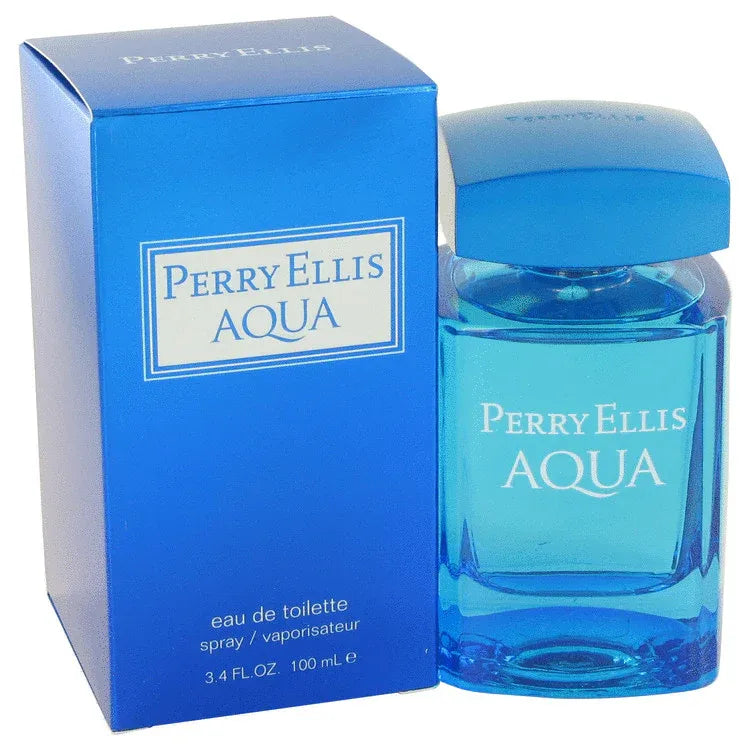 An image displaying Perry Ellis Aqua by Perry Ellis Eau De Toilette Spray 3.4 oz for Men by Perry Ellis