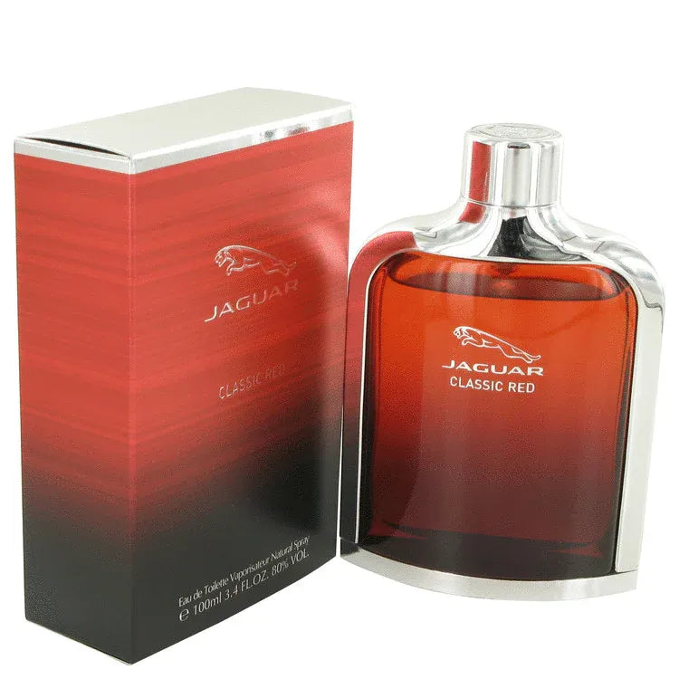An image displaying Jaguar Classic Red by Jaguar Eau De Toilette Spray 3.4 oz for Men by Jaguar