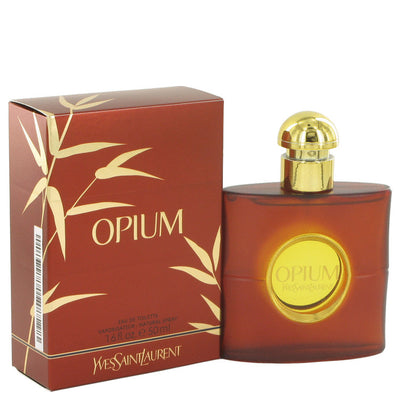 An image displaying OPIUM by Yves Saint Laurent Eau De Toilette Spray for Women by Yves Saint Laurent