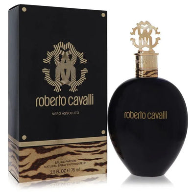 An image displaying Roberto Cavalli Nero Assoluto by Roberto Cavalli Eau De Parfum Spray 2.5 oz for Women by Roberto Cavalli