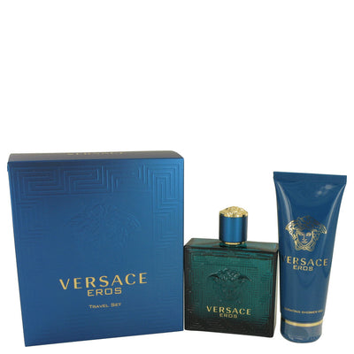 An image displaying Versace Eros by Versace Gift Set -- 3.4 oz Eau De Toilette Spray + 3.4 oz Shower Gel for Men by Versace