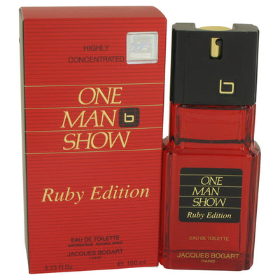 An image displaying One Man Show Ruby by Jacques Bogart Eau De Toilette Spray 3.3 oz for Men by Jacques Bogart