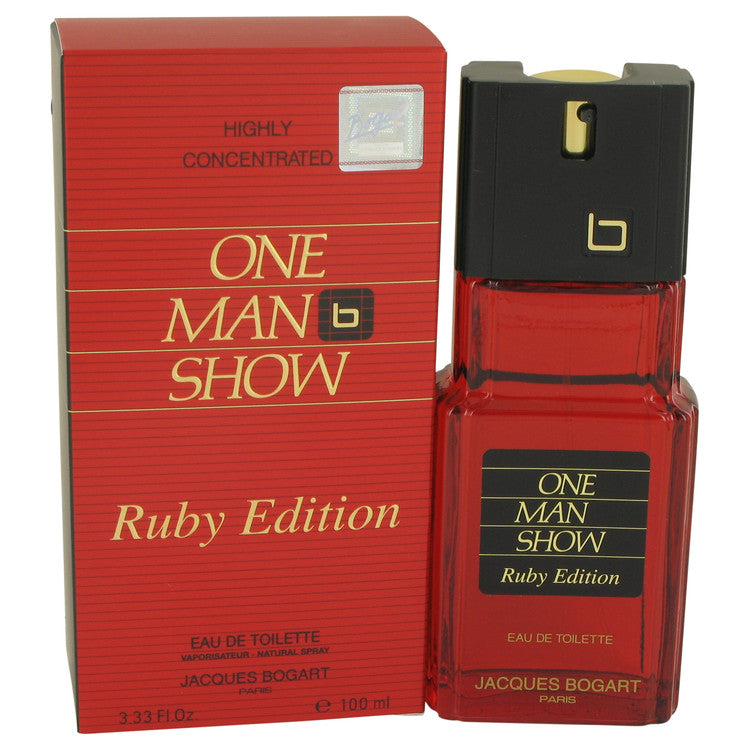 An image displaying One Man Show Ruby by Jacques Bogart Eau De Toilette Spray 3.3 oz for Men by Jacques Bogart