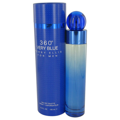 An image displaying Perry Ellis 360 Very Blue by Perry Ellis Eau De Toilette Spray 3.4 oz for Men by Perry Ellis