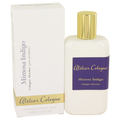 An image displaying Mimosa Indigo by Atelier Cologne Pure Perfume Spray (Unisex) 3.3 oz for Women by Atelier Cologne