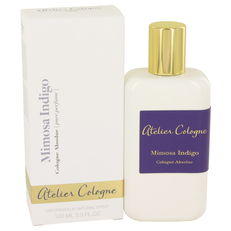 An image displaying Mimosa Indigo by Atelier Cologne Pure Perfume Spray (Unisex) 3.3 oz for Women by Atelier Cologne