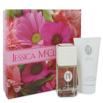 An image displaying JESSICA Mc CLINTOCK by Jessica McClintock Gift Set -- 3.4 oz Eau De Parfum Spray + 5 oz Body Lotion for Women by Jessica McClintock
