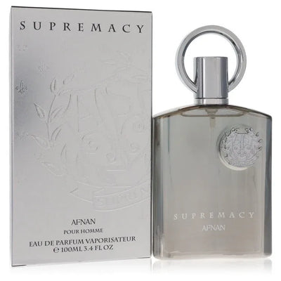 An image displaying Supremacy Silver by Afnan Eau De Parfum Spray 3.4 oz for Men by Afnan