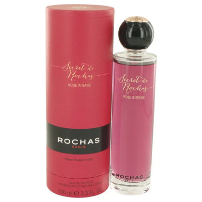 An image displaying Secret De Rochas Rose Intense by Rochas Eau De Parfum Spray 3.3 oz for Women by Rochas