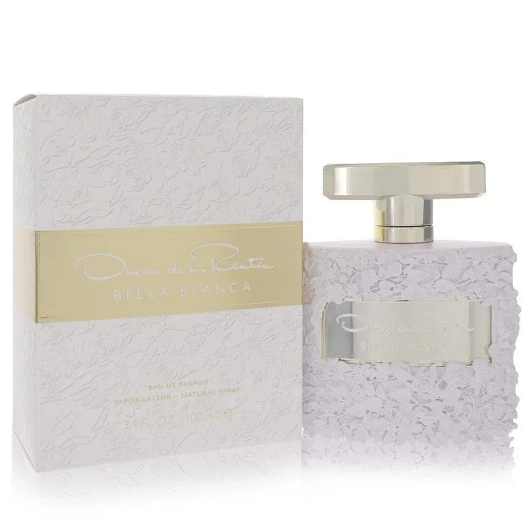 An image displaying Bella Blanca by Oscar De La Renta Eau De Parfum Spray 3.4 oz for Women by Oscar De La Renta