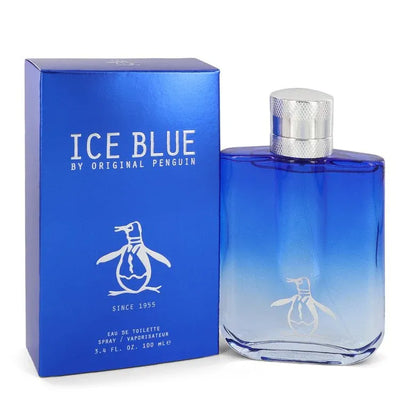 An image displaying Original Penguin Ice Blue by Original Penguin Eau De Toilette Spray 3.4 oz for Men by Original Penguin
