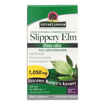 An image displaying Nature's Answer - Slippery Elm Bark - 90 Vegetarian Capsules by Nature's Answer