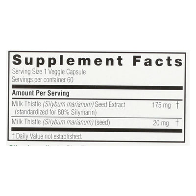 An image displaying Nature's Answer - Milk Thistle Seed Extract - 60 Vegetarian Capsules by Nature's Answer