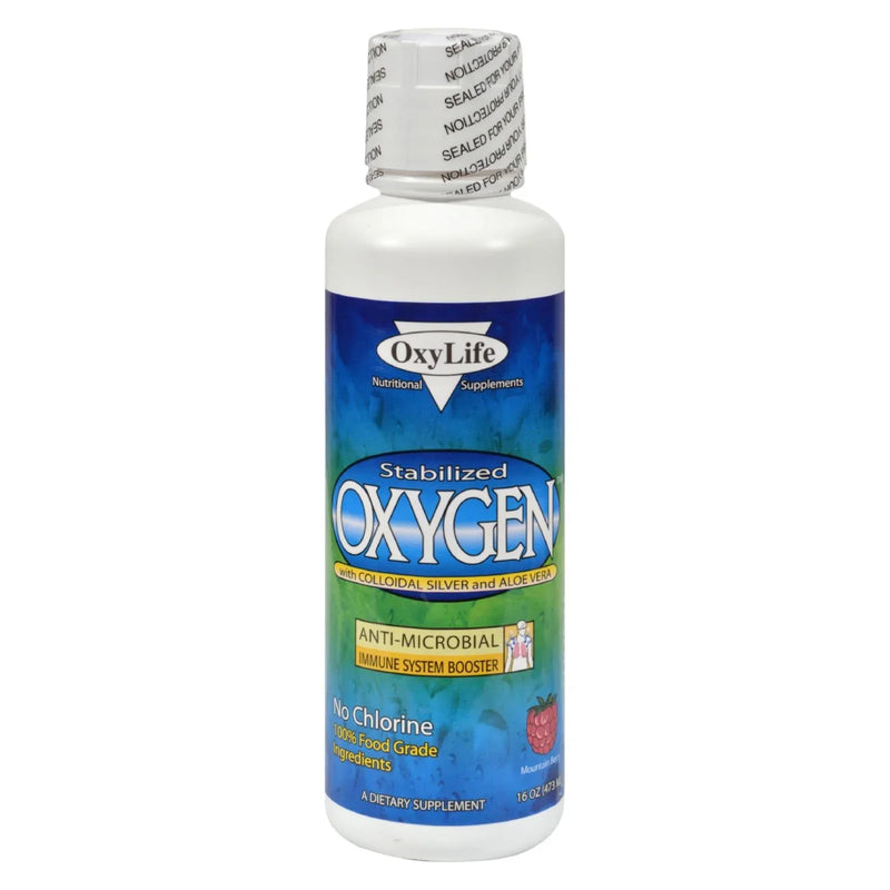 Oxylife Stabilized Oxygen With Colloidal Silver And Aloe Vera Mountain Berry - 16 Ounce