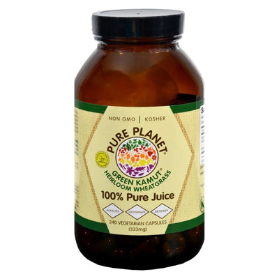 An image displaying Pure Planet Green Kamut Wheatgrass - 240 Vegetarian Capsules by Pure Planet