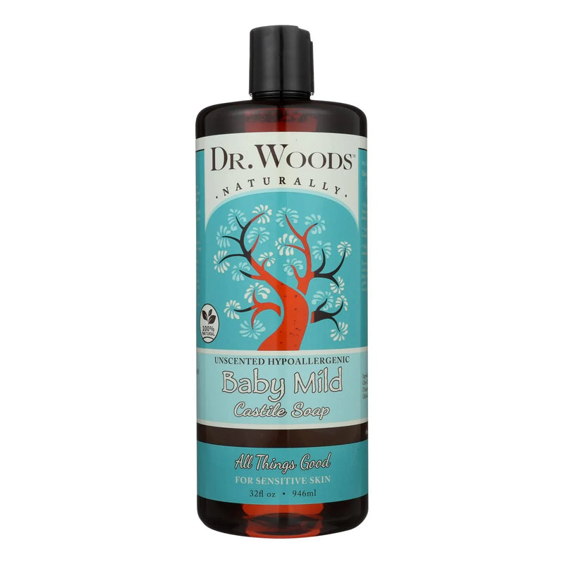 An image displaying Dr. Woods Naturals Castile Soap - Baby Mild - Case Of 1 - 32 Ounce. by Dr. Woods Naturals