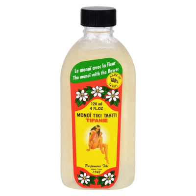 An image displaying Monoi Coconut Oil - Frangipani Tipanie - Tiare Tahiti - 4 Ounce by Monoi