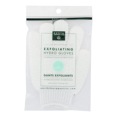 An image displaying Earth Therapeutics Hydro Gloves - Exfoliating - White - 1 Pair by Earth Therapeutics