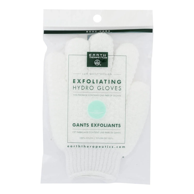 An image displaying Earth Therapeutics Hydro Gloves - Exfoliating - White - 1 Pair by Earth Therapeutics