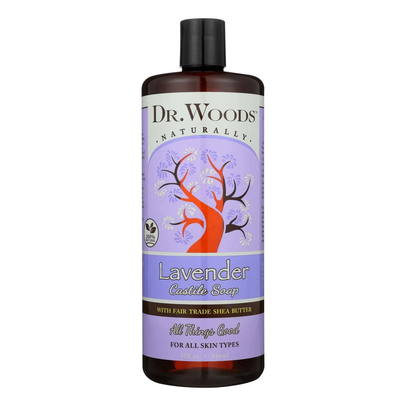 An image displaying Dr. Woods Shea Vision Soothing Lavender Castile Soap - 32 Ounce by Dr. Woods