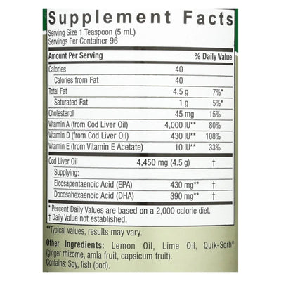 An image displaying Nature's Answer - Liquid Norwegian Cod Liver Oil - 16 Fl Ounce by Nature's Answer